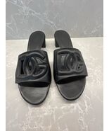 Dolce Gabbana Women’s Black Leather DG Cut Out Sandal Shoes US 9 - $395.01