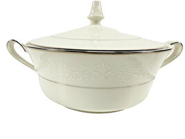 FUKAGAWA Porcelain SILVER LICHEN PATTERN #917 10 1/4" Oval SERVING BOWL - $23.75