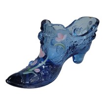 Fenton Hand Painted Turquoise Blue Shoe Signed P. Lauderman Flower Fabcy... - £22.74 GBP