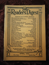 Readers Digest April 1932 Gene Tunney Will Cuppy Kathleen Norris Arthur Train - £14.63 GBP