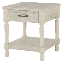 Cottage Style 1-Drawer End Table Nightstand in White Wood Finish - £284.05 GBP