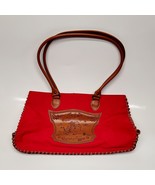 Disney Winnie The Pooh Red Brown Handbag Tote Purse Leather Trim Tigger ... - $452.90 MXN