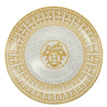 Hermes Mosaique au 24 Cake Plate 8.25&quot; Gold Porcelain 21 CM - £288.04 GBP