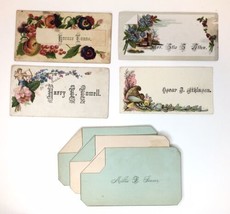 Antique Victorian Calling Card Lot Ephemera Floral and 1 Fold Over - £8.86 GBP