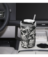 Skull Black &amp; White Designed Tumbler / Fits in Car Cup Holder / 40 oz St... - $733.43 MXN