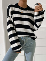 Honey Striped Round Neck Long Sleeve Sweater - £28.00 GBP