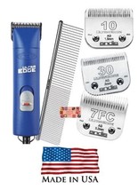 Andis Ultraedge SUPER 2 Speed Clipper SET&amp;10,30,7FC Blades,Comb-PET Grooming Kit - £294.83 GBP