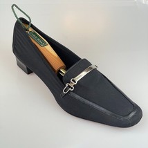TALBOTS Shoes Women&#39;s Size US 8AA Black Leather Trim Fabric Loafer - $22.49