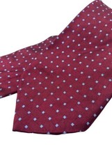 Brooks Brothers Necktie Tie Burgundy Red Textured Blue Sm Check Print Pure Silk - £59.86 GBP