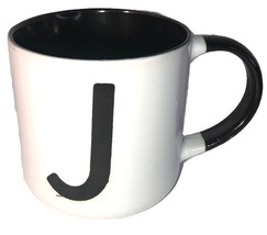 Oversized Personalize “Letter J” Ceramic Coffee Mug Cup 16 oz White-NEW-... - $14.73