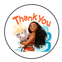 30 THANK YOU MOANA STICKERS ENVELOPE SEALS LABELS 1.5&quot; ROUND CUSTOM MADE - $7.49