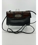 Brighton Crossbody Handbag Black/Brown Leather Clutch Wallet Organizer VTNG - $35.00