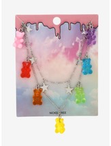 Rainbow Gummi Bear, Kawaii, Cute Rainbow Pastel Silver Star layered Necklace - £10.04 GBP