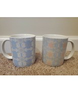 Set of 2 Avon Winter Soft Mugs, Floral Snowflake Pattern Light Blue/Gray - £7.09 GBP