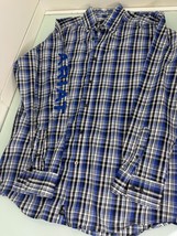 Ariat Pro Series Men Shirt Medium M Long Sleeve Button Up Blue Plaid Rodeo - $29.67