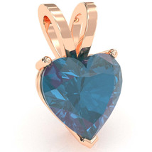 Lab-Created Alexandrite Heart Solitaire Pendant In 14k Rose Gold - £215.02 GBP