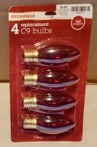 C9 Light Bulbs 4 ea Replacement Red Transparent 7 Watt By Sylvania NIB 274N - $2.89