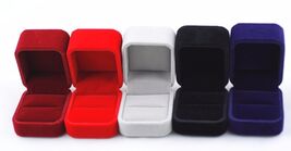 1 Piece Velvet Jewelry Gift Box for Earrings Ring Burgundy Red Navy Gray... - €4,28 EUR