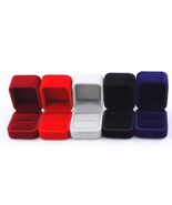 1 Piece Velvet Jewelry Gift Box for Earrings Ring Burgundy Red Navy Gray... - €4,28 EUR