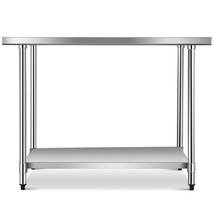 Costway 30&quot;x48&quot; Stainless Food Prep Work Table Commercial Kitchen Home S... - £264.06 GBP