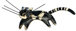Cynthia Chuang Jewelry 10 Porcelain Cat Brooch Pin Moveable Head Whimsical Black - £41.61 GBP