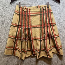 VTG Women’s Pleated Skirt Plaid Tan Brown Red 24” Waist - $12.60