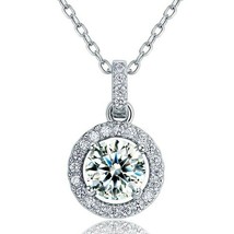 Accented Round Pendant Lab Created 1.00 Carat Round Diamond 14K White Gold Over  - £97.15 GBP