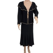 Joseph Ribkoff Slinky Skirt Set Sz 12 Black Suit 2 Piece Asymmetric Ruffle Flowy - £67.66 GBP