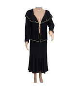 Joseph Ribkoff Slinky Skirt Set Sz 12 Black Suit 2 Piece Asymmetric Ruff... - £66.09 GBP