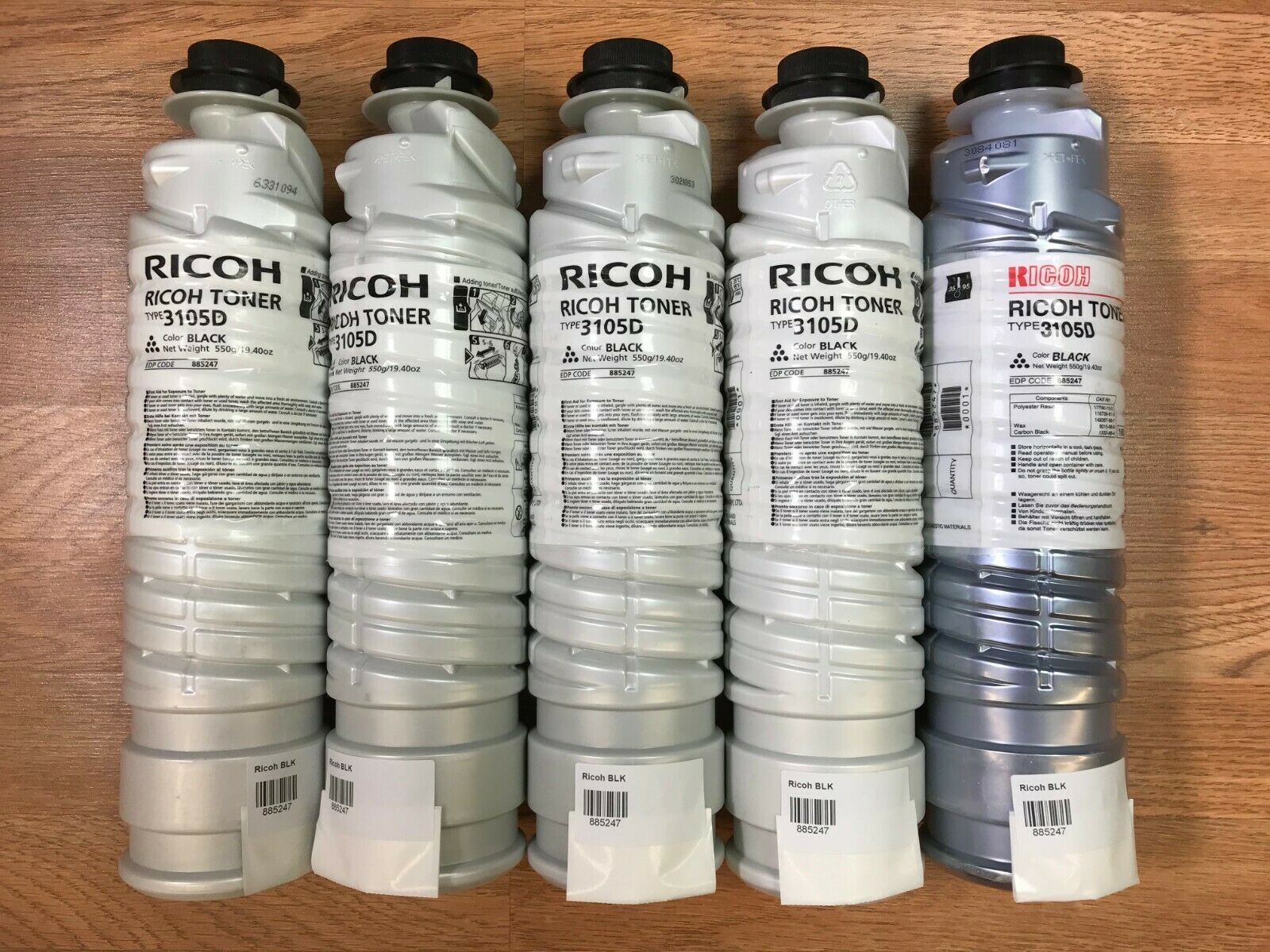 Lot Of 5 Ricoh Black Toners Type 3105D EDP Code: 885247 *Same Day Shipping!!* - $84.15