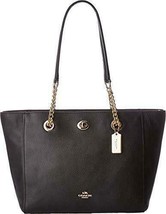 Coach Turnlock Ladies Small Pebbled Leather Tote Handbag 57107 - £188.22 GBP