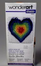 Wonderart Latch Hook Kit Shaggy Rainbow Heart Blue Red Colorful 12x12 Ne... - $9.79