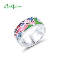Pure 925 Sterling Silver Rings For Women White CZ Pink Bird Enamel Rings Trendy  - £41.01 GBP