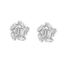 1/2Ct Baguette Cut Simulated Gemstone 14K White Gold Plated Cluster Stud Earring - £54.71 GBP