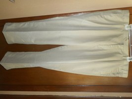 PERRY ELLIS Portfolio Mens Dress Cuff Pant Beige SZ 44/29.5 Polyester Super Soft - £17.95 GBP