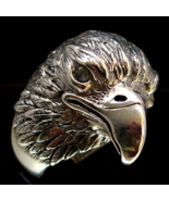Sterling silver Eagle ring Bird of Prey with 2 Sparkling White CZ Eyes h... - $217.88 CAD