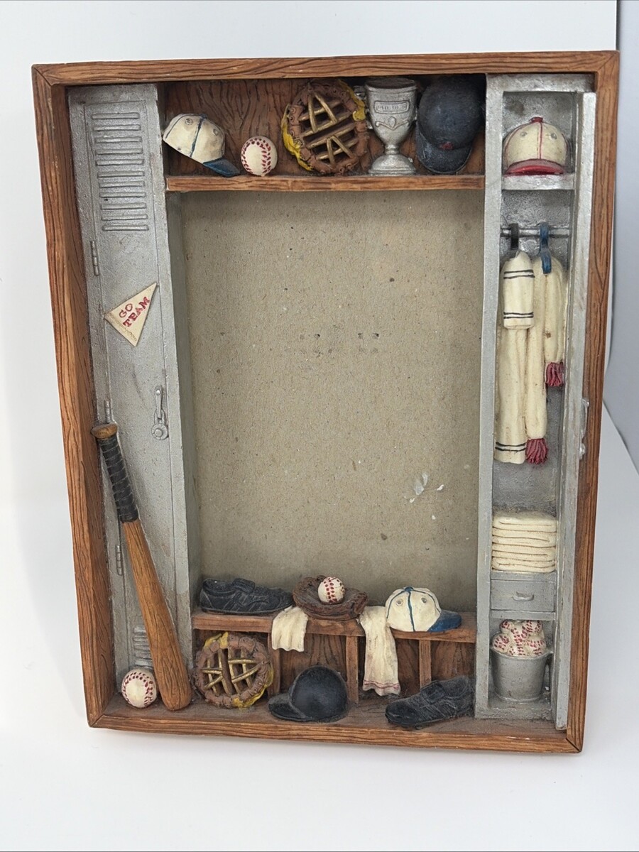 RUSS YESTERDAY&#39;S BALLGAME BASEBALL PICTURE FRAME SHADOWBOX VINTAGE CAP BAT&quot; - $50.00