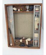 RUSS YESTERDAY&#39;S BALLGAME BASEBALL PICTURE FRAME SHADOWBOX VINTAGE CAP BAT&quot; - $70.22 CAD