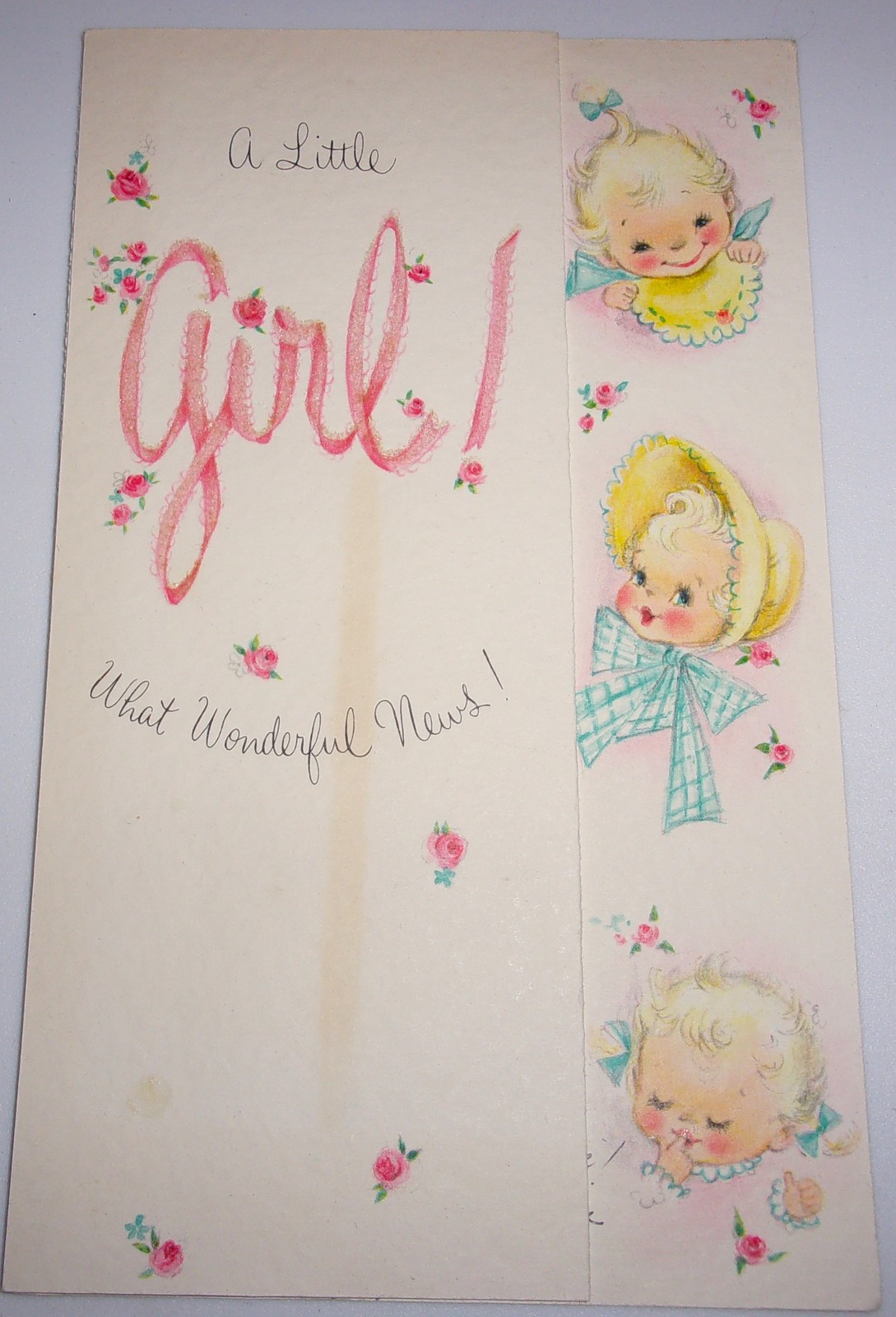 Vintage Hallmark A Little Girl What Wonderful News! Card - $2.99