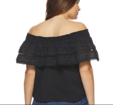 Sofia Vergara Black Eyelet Ruffled Off The Shoulder Top Plus 4X - £19.94 GBP