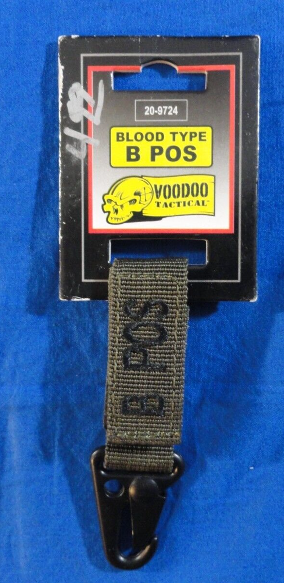 NEW VOODOO TACTICAL 20-9724 HOOK &amp; LOOP ATTACHMENT BLOOD B-POS STRAP CLIP - $9.59