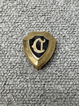 Vintage Gold Tone Black Enamel Initial C Lapel Pin Pinback Estate Jewlry... - $9.89