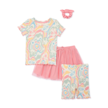 Powerpuff Girls Toddler Girl Top Shorts Skirt &amp; Hair Scrunchy 4-Pc Set 2T NEW - £18.78 GBP