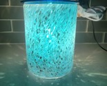 Italian Style Confetti Art Glass Candle Wax Oil Warmer Blue White Gold w... - $38.60