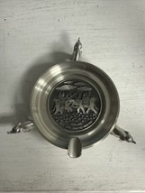 Pewter Thailand best handcrafted pewter Ashtray kings with pedestal Elep... - $29.60