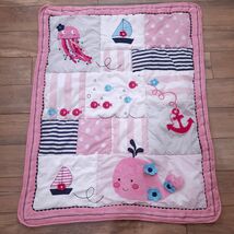 Lambs &amp; Ivy Splish Splash baby quilt blanket Ocean life whale pink sailb... - €24,85 EUR