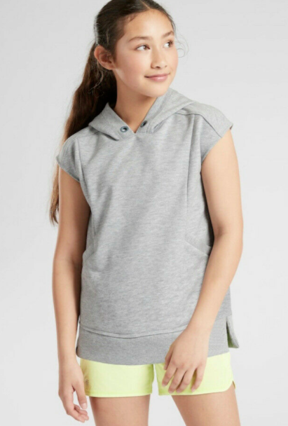 Athleta Girl Sweatshirt IN IT TO WIN IT Hoodie Sleeveless Heather Gray S... - $18.00