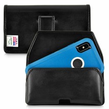 I Phone 12 Pro Max Fits Otterbox Defender Black Leather Belt Case Executive Clip - £30.36 GBP