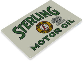 Sterling Motor Oil Logo Gas Station Garage Retro White Wall Decor Metal ... - $17.99