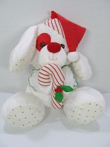 Fisher Price Puffalump Christmas Puppy Dog Holiday White Red Candy Cane 11&quot; - £8.96 GBP